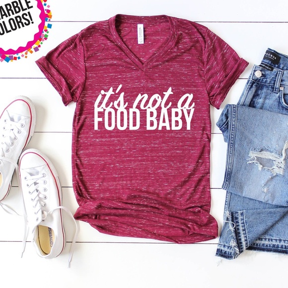 Ravelled Knits Tops - Ravelled Knits Not a food baby v-neck tee.